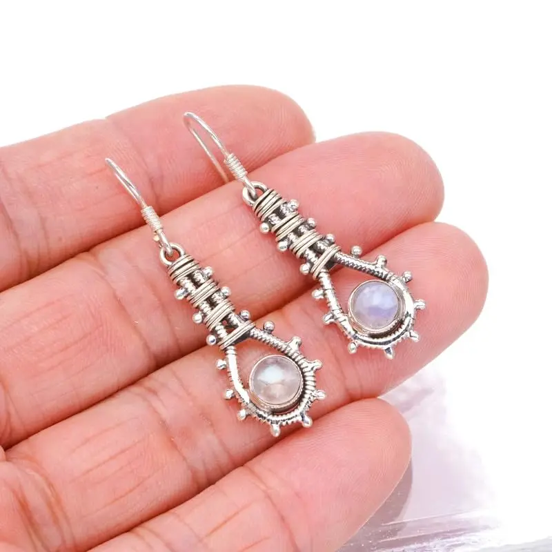 

Серьги из серебра с лунным камнем, 1/2 дюйма