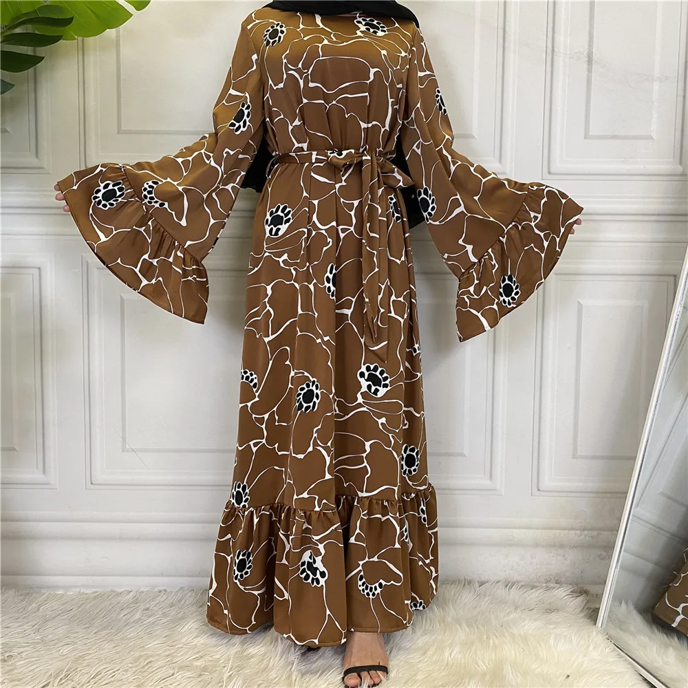 

Middle East Dubai Hot Selling Fashion Print Big Swing Long Dress Muslim Dress muslim dress women turkish abhaya dress muslim