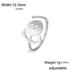 Skyrim Stickman Stainless Steel Ring - Funny Hip Hop Jewelry Gift - Resizable (Silver)