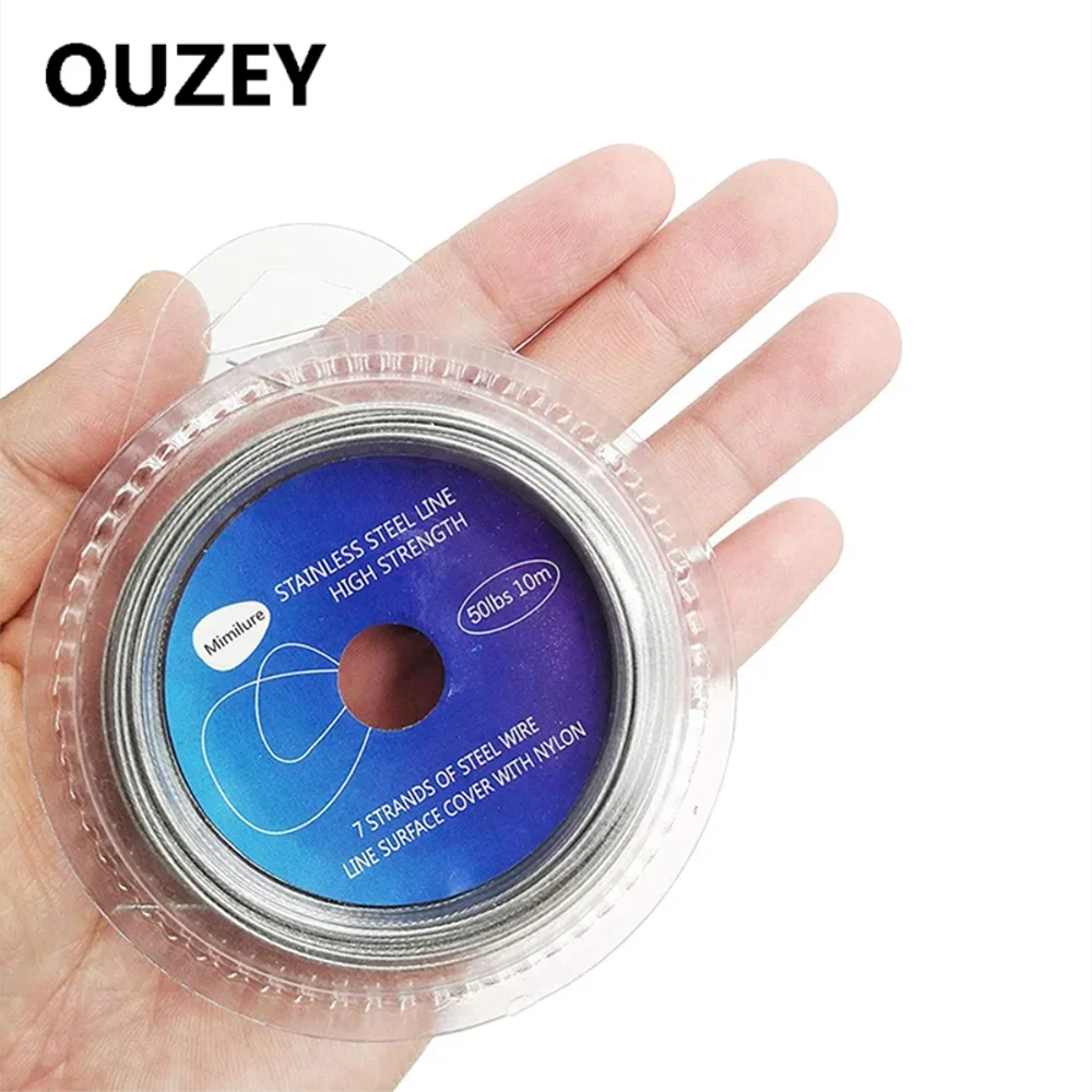 10M 7 Strands 10LB-200LB สายตกปลาผู้นําไวนิลเคลือบสแตนเลส Trace ไนลอนความแข็งแรงสูงเหยื่อผู้นําลวด 1