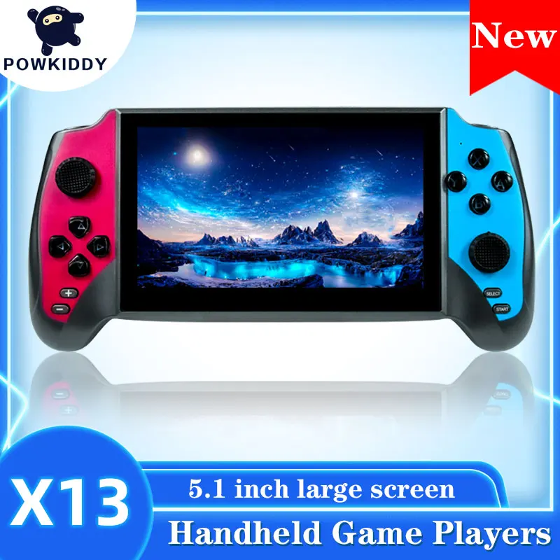 

POWKIDDY X13 Handheld Retro Console 5.1 Inch Portable Video Game Players Support 2 USB Controllers Cheap Gift With Camera
