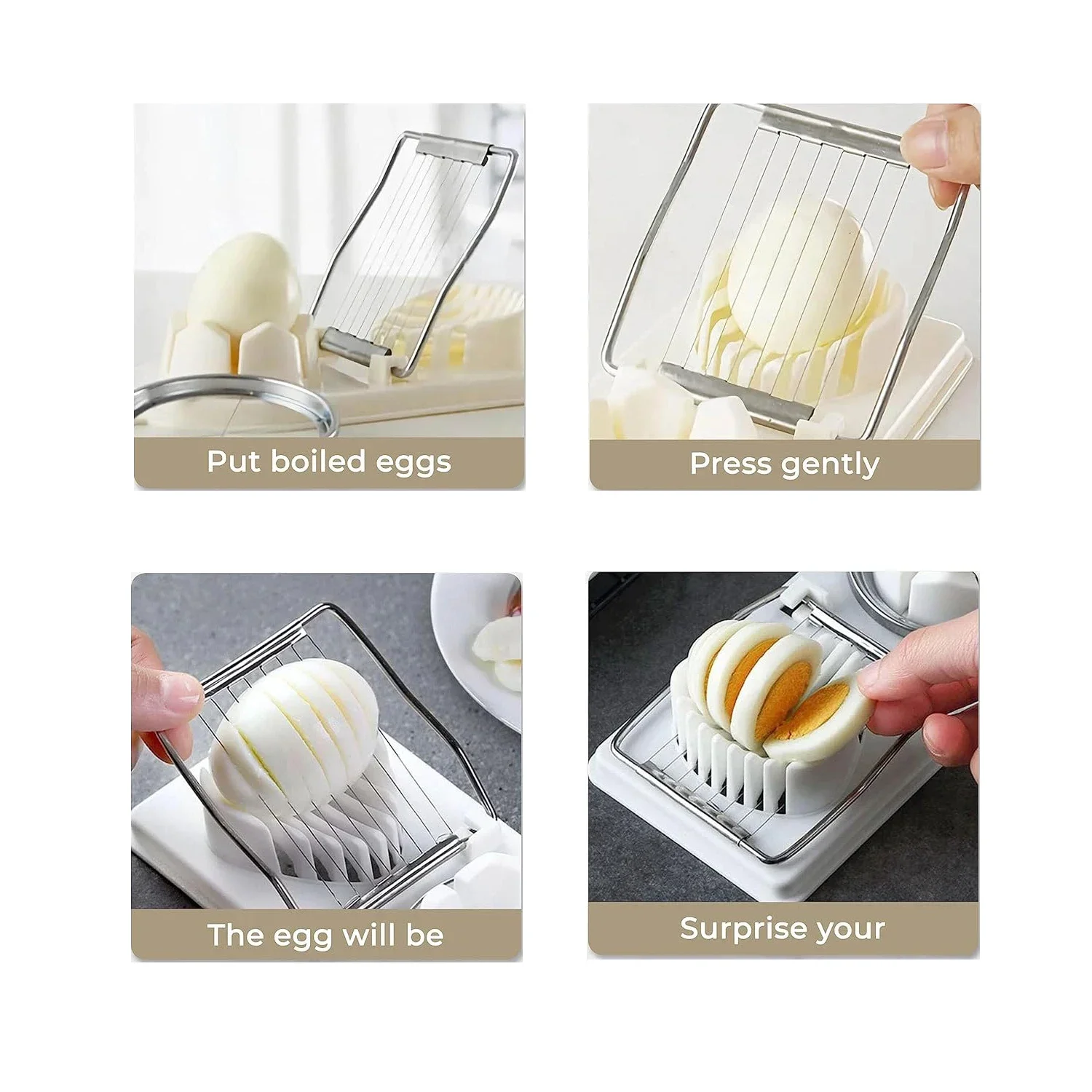 Multifunctional Egg Slicers Stainless Steel Slicer Fancy Splitter Egg Cutting Tool Home Two In One Egg Cutter Kitchen Gadgets