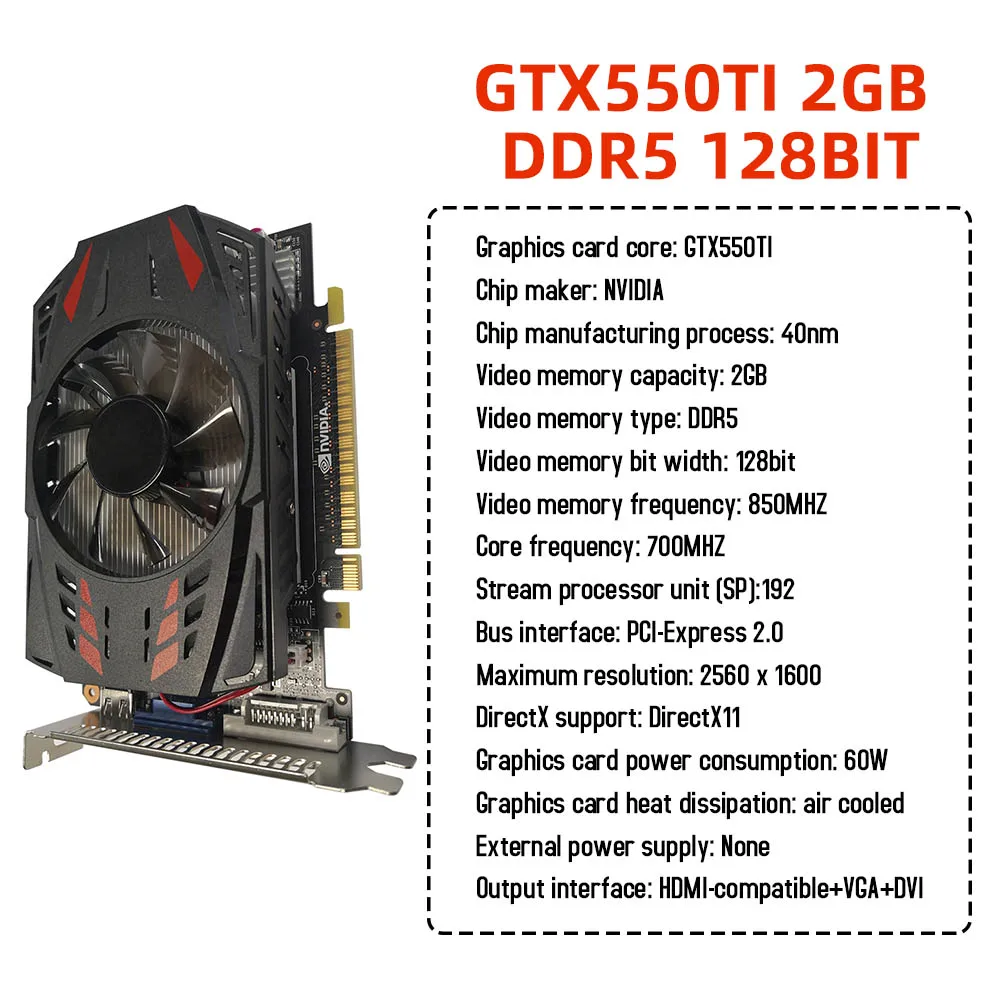 Computer Graphic Card GTX550Ti 6GB 4GB 2GB 192bit GDDR5 NVIDIA HDMIdesktop PC discrete graphics card with dual cooling fans video card in computer Graphics Cards