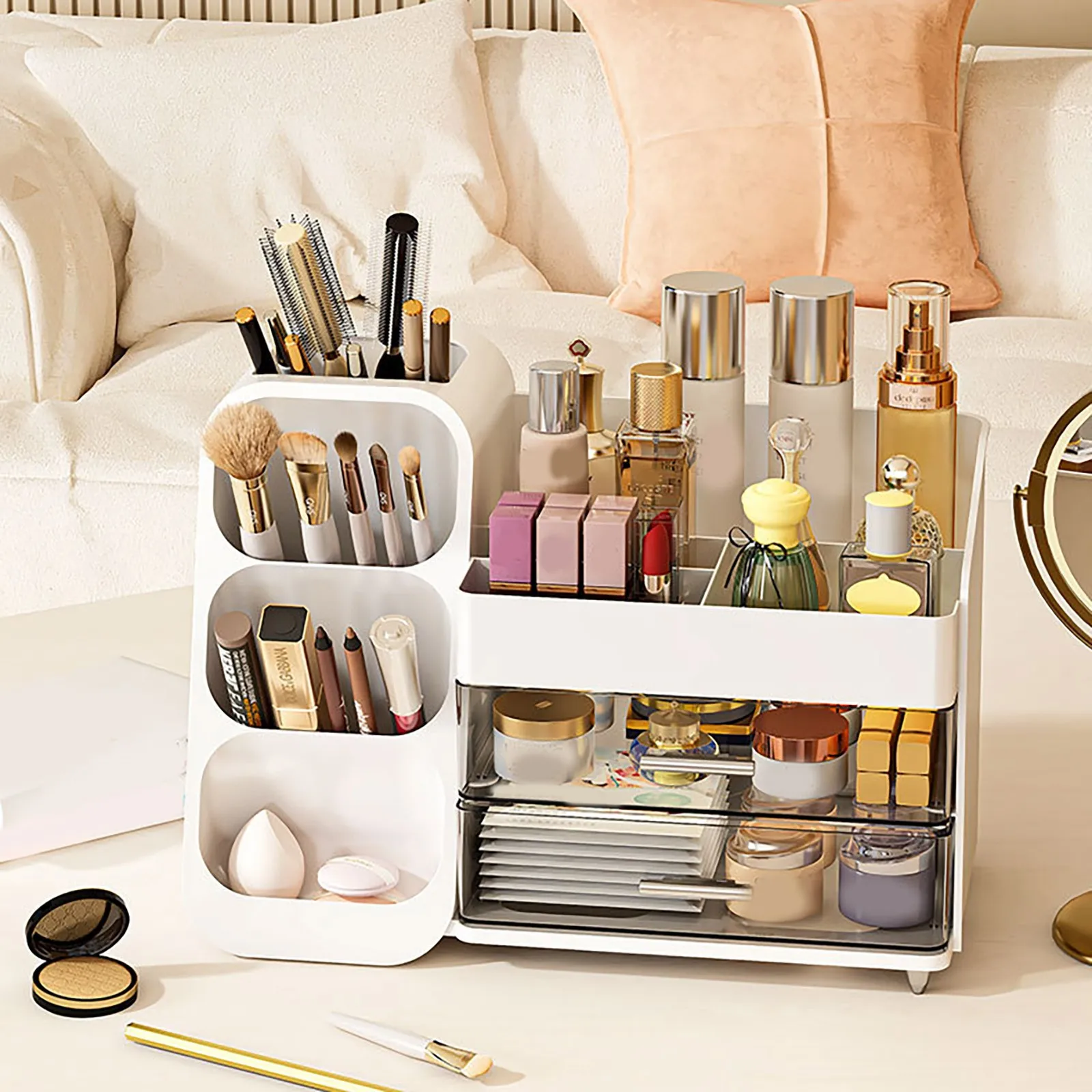 Makeup Organizer With Drawers For Vanity Spacious Cosmetic Display Case Perfect Storage Solution For Your Dishwasher Racks 6