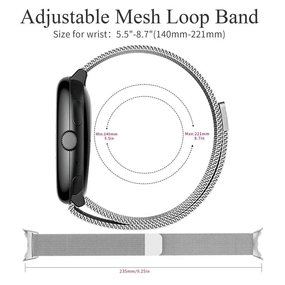 Enhanced Stainless Steel Magnetic Bracelet for Smartwatch - Sleek Metal Strap Accessory