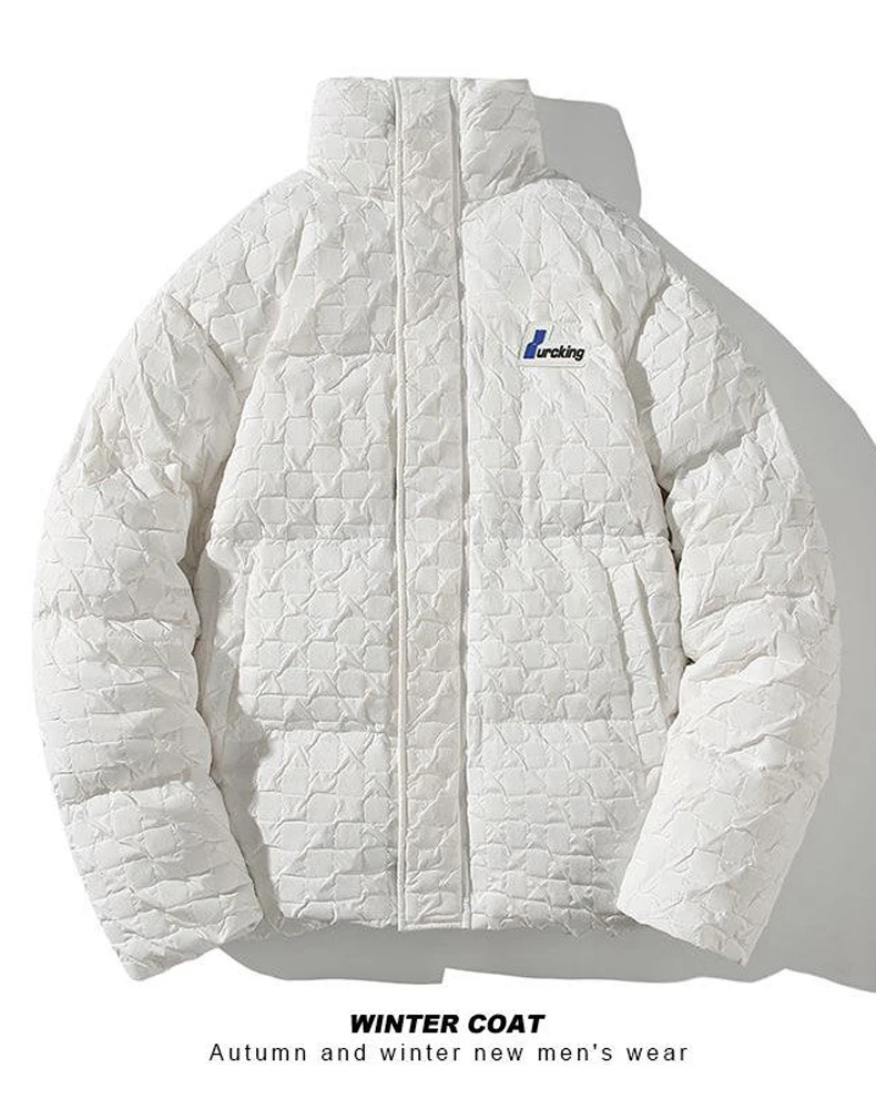 Winter Coat Men Loose Stand Collar High Street American Cotton-padded Jacket Label Large Size Cotton-padded Jackets New
