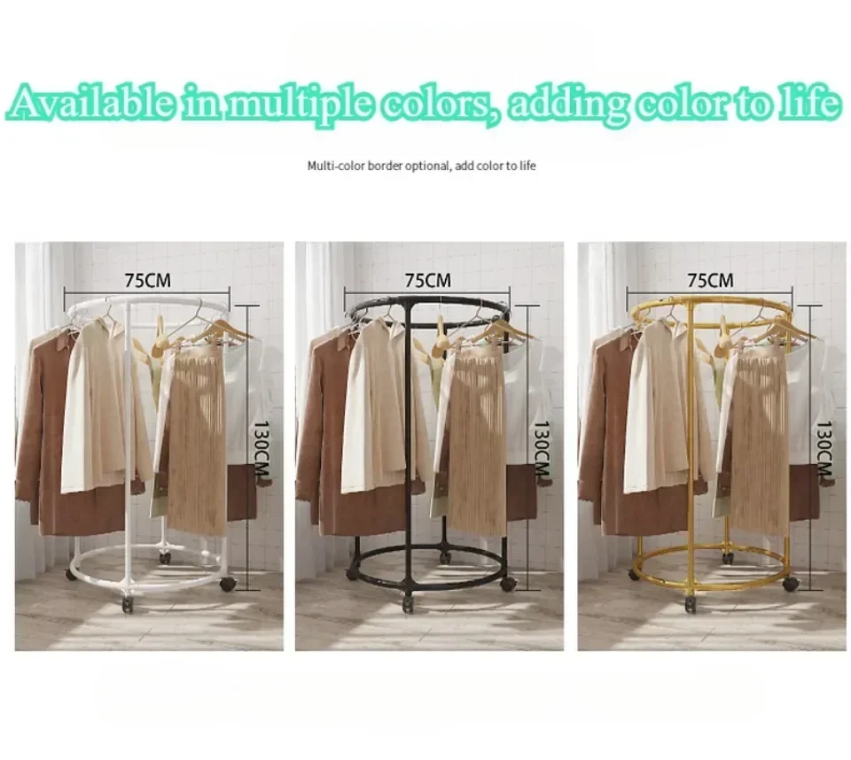 Multifunctional Rotating Circular Drying Rack With Floor Mounted Wheels