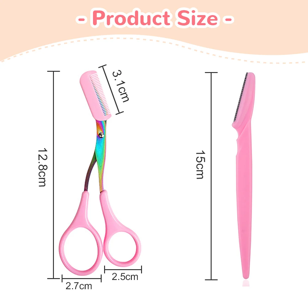 Eyebrow Shaving Knife Eyebrow Scissors with Comb Stainless Steel Plastic Razor Facial Hair Removal Razor Make-up Tool eyebrow trimmer set,eyebrow trimmer,eyebrow razor set,eyebrow razor,facial hair remover,eyebrow scissors,stainless steel scissors,hair remover,facial dissection scissors