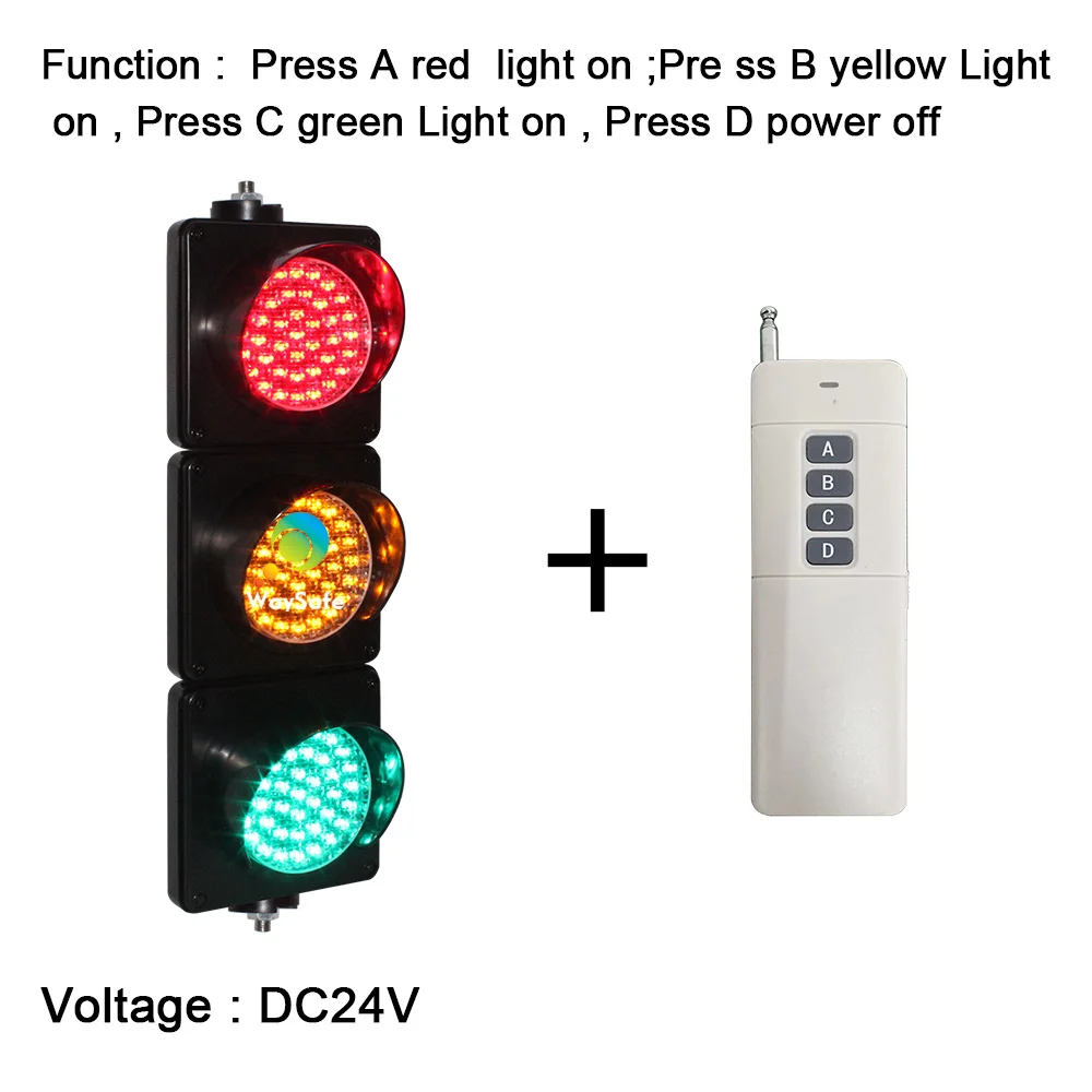 Design 100mm Colored Lens PC Housing Mini red yellow green traffic signal light with remote control