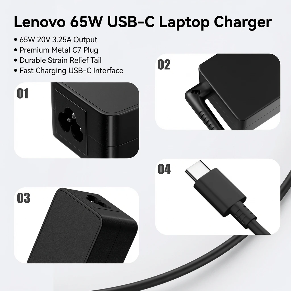 새로운 20v3.25a 65w 타입-C 전원 어댑터 레노버 씽크패드 X1 카본 X270 X280 T580 P51s P52s E480 E470 S2용 노트북 충전기