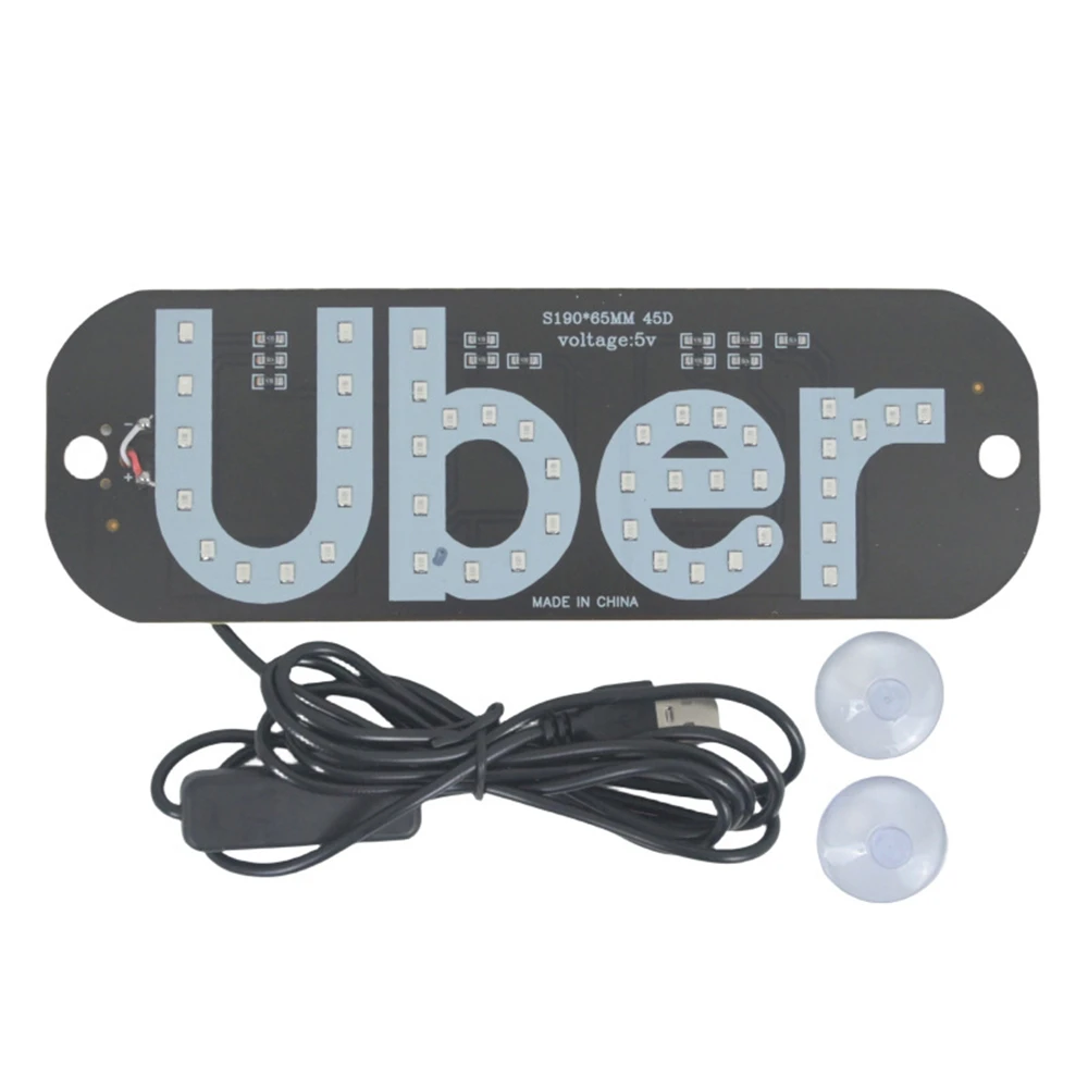 

​Car LED Light Sign with USB Interface Light Switch for Easy Nighttime Passenger Location with Suction Cups for Window