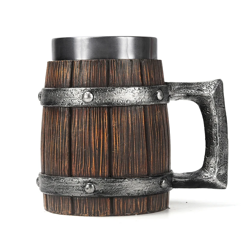 Teslyar Boccale Birra Vichingo in Legno 0,6L - Tazza con Interno in Acciaio Inossidabile Albero Della Vita Marrone regalo san valentino per lui e lei regalo di compleanno regalo per la festa del papà