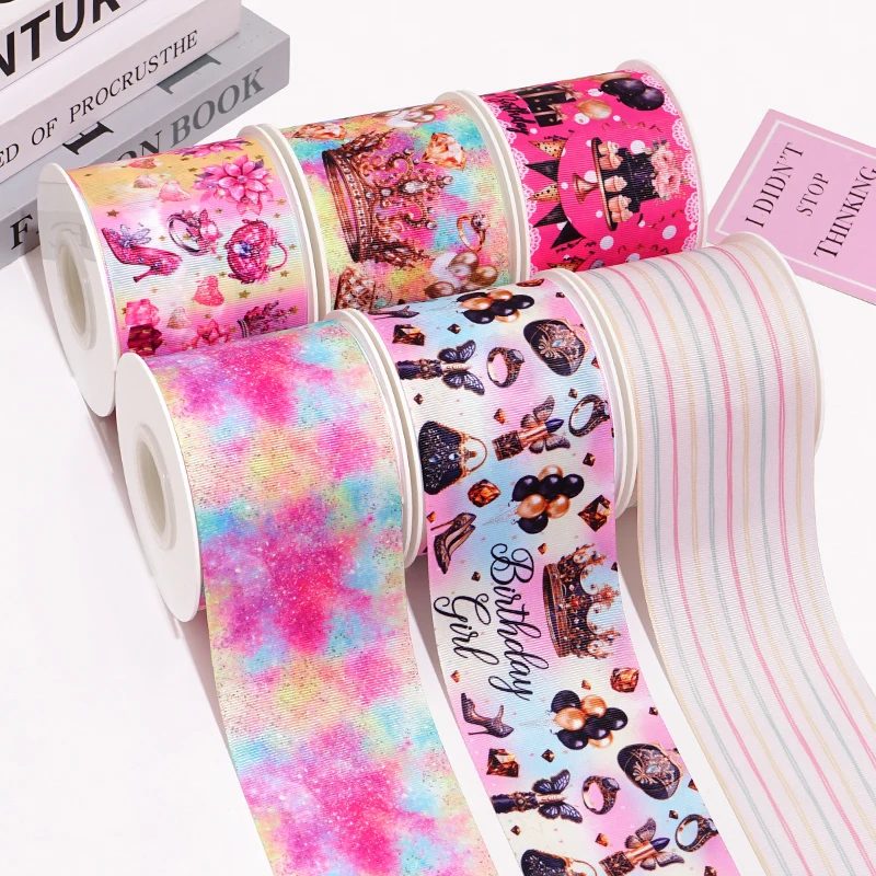 Happy Birthday Grosgrain ribbons for hair bows 5 yards printed grosgrain handmade materials 90263