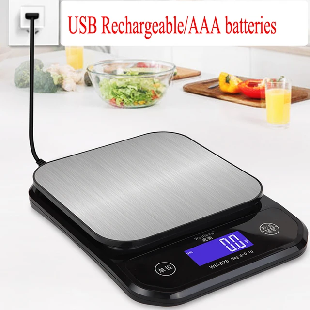 Kitchen Scale USB Rechargeable, 11lb Digital Food Scale Waterproof LCD  Display for Cooking, Tare Function, Easy Clean - AliExpress