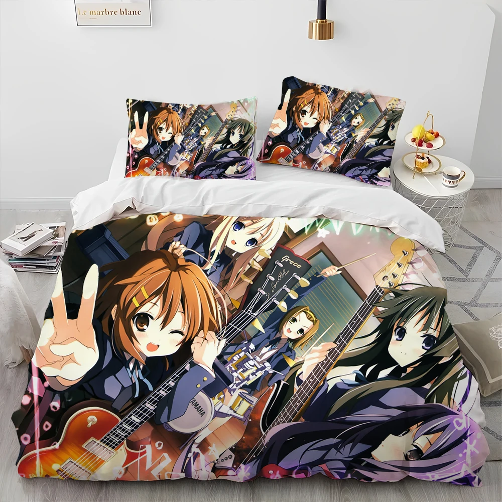 

K-ON Cartoon Cute Lolita Kawaii Girls Comforter Bedding Set,Duvet Cover Bed Set Quilt Cover Pillowcase,Queen Size Bedding Set 3D