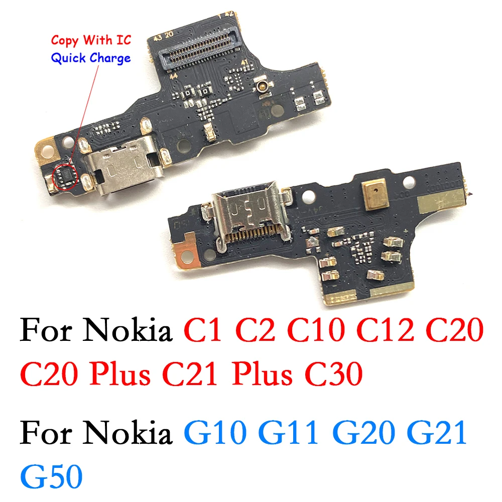 

USB Charging Dock Port Board Flex For Nokia C1 C2 C10 C12 C20 C21 Plus G11 G20 G21 G50 With IC Connector Charger Port Flex Cable