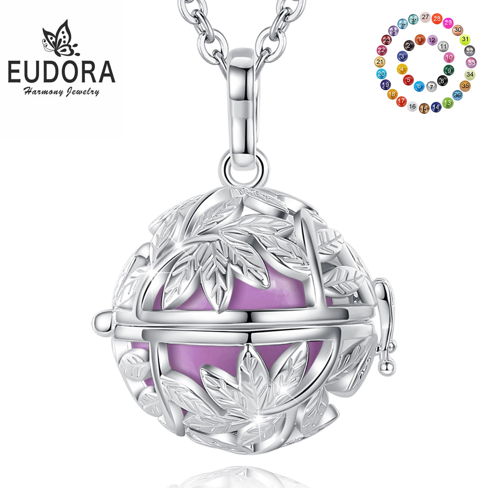 Eudora 18mm Tree Of Life Leaf Cage Harmony Ball Chime Bell Pendant