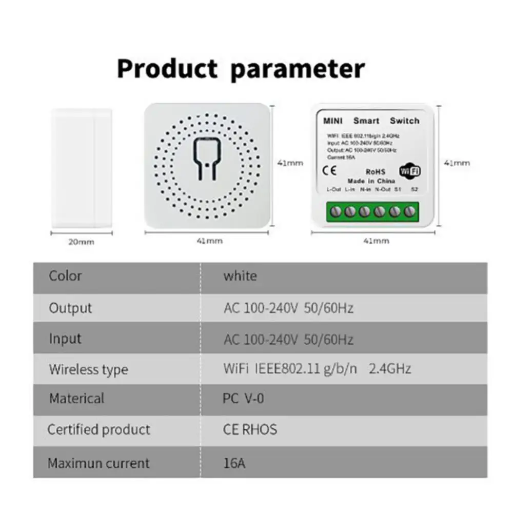 

Homekit MFI WiFi Smart Switch 16A 2-Way Control Mini Auto Home Wall Relay Breaker Timer Compatible With Alexa Home