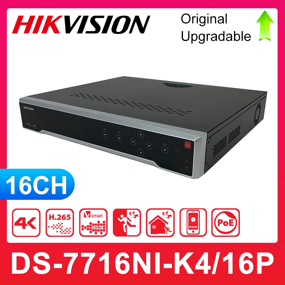 

English-Ver DS-7716NI-K4/16P 16CH NVR with 4SATA ,4K NVR up to 8MP, with 16 PoE ports,Third-party camera support