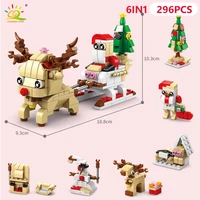 HUIQIBAO 6IN1 Christmas Elk Deer Santa Claus Building Blocks City Snow House Xmas Tree Bricks Set Toys for Children Kids Gift 4