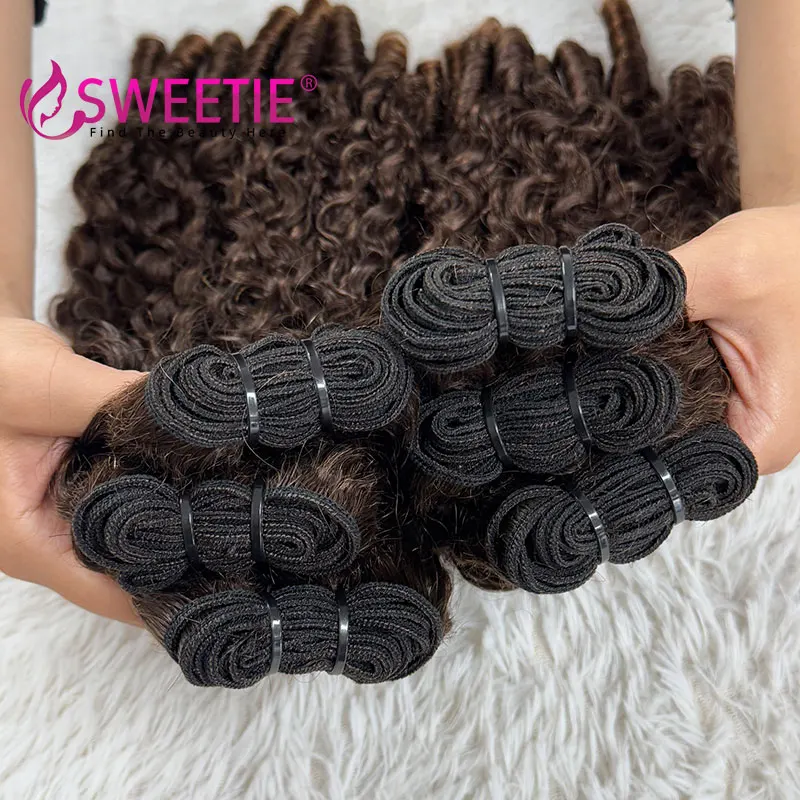 Chocolate Brown Burmese Curly Hair Bundles 12A Highlight Cambodian Curly Human Hair Extensions Vietnamese Remy Hair Bundles 4