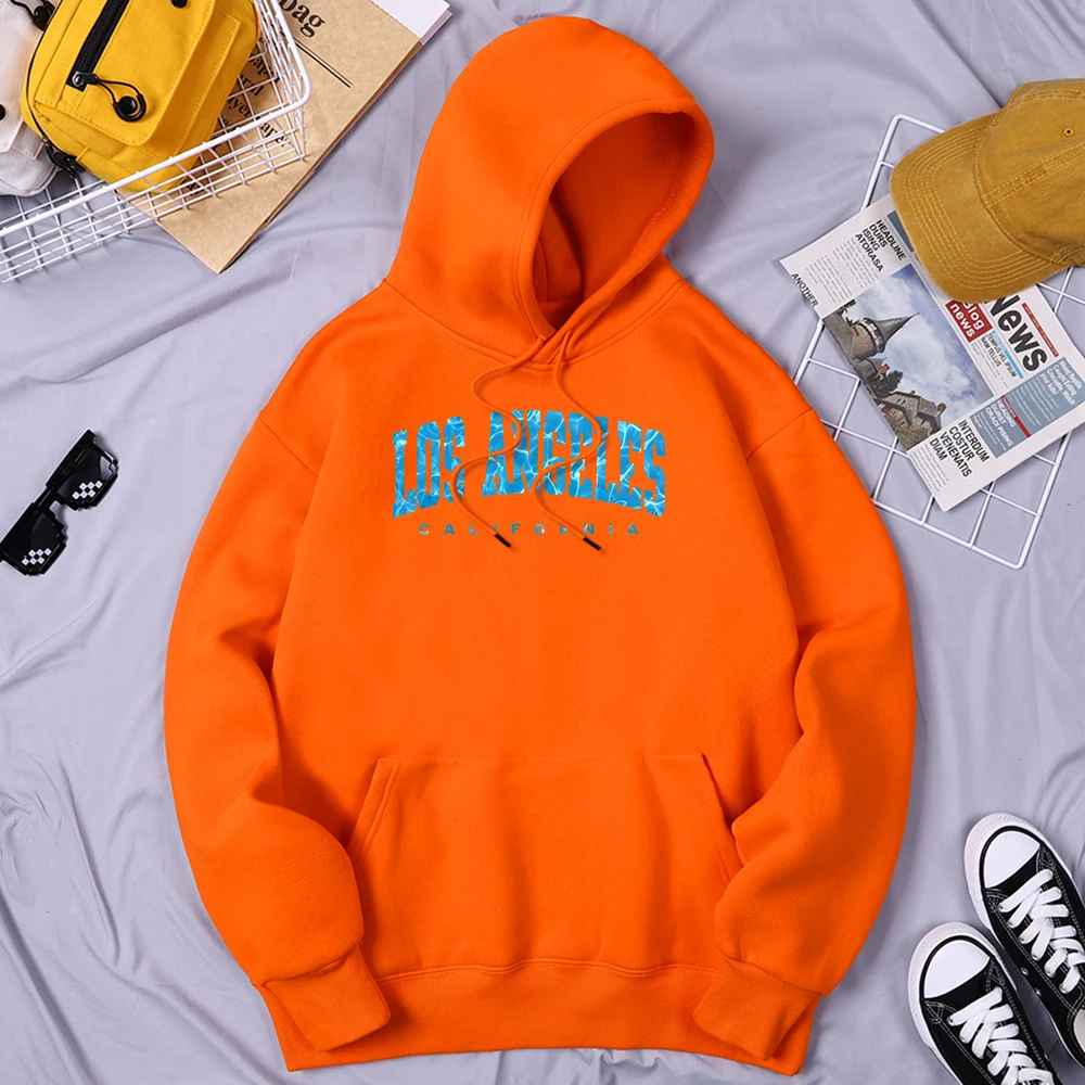 

Los Angeles California Sea Surface Ripple Design Man Hooded Harajuku Fleece Hoodie Casual Fashion Clothes Loose Hip Hop Tops