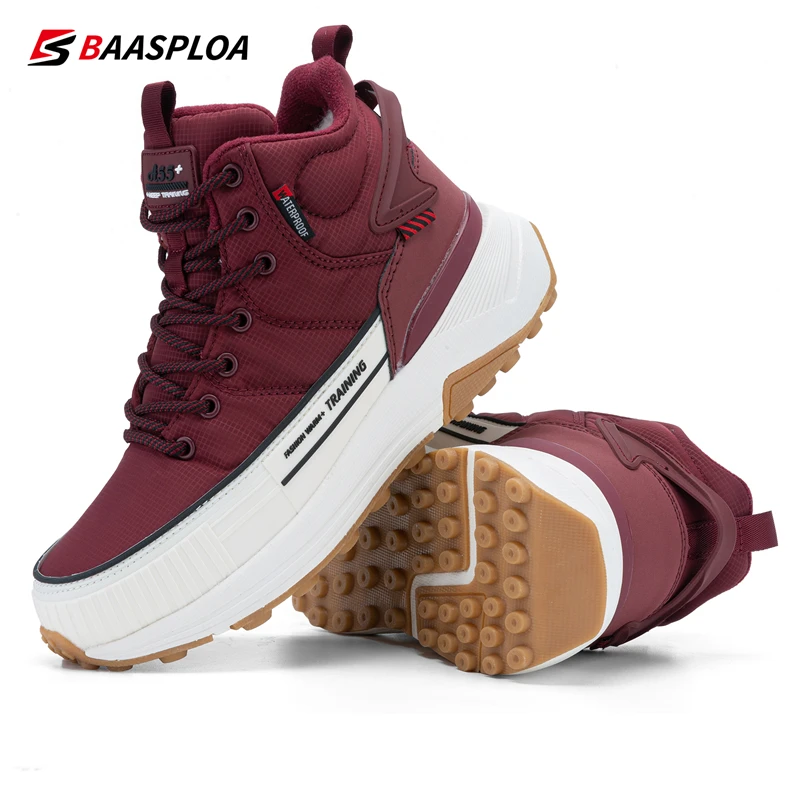 Baasploa Women Plush Shoes Winter Boots Non-Slip Female Waterproof Outdoor Shoes Warm Sneaker Snow Boots Comfortable 2023