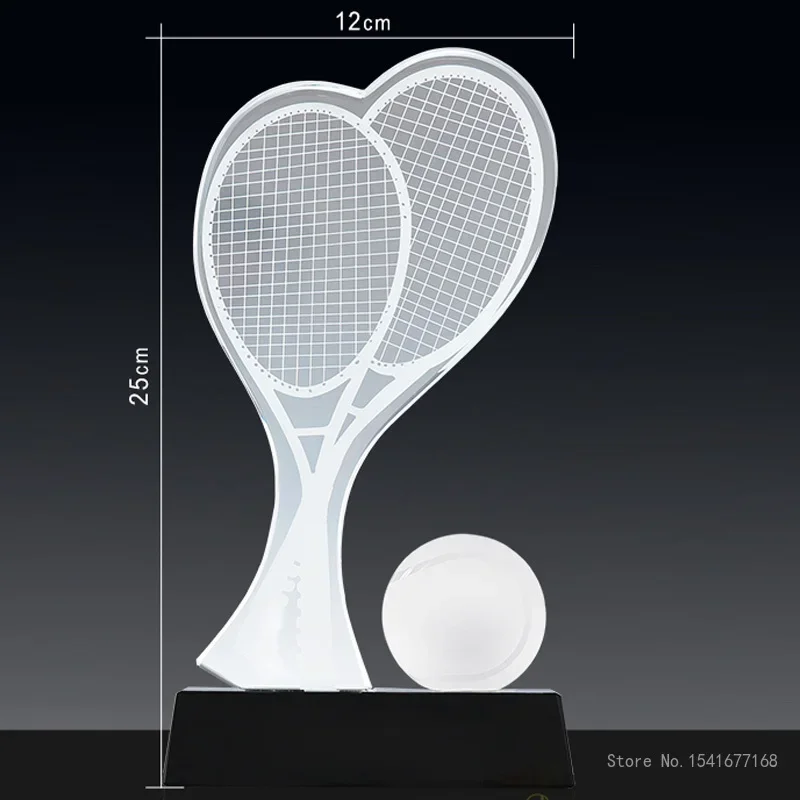 Customized Crystal Engravable Trophy, Creative Home Decorations, Tennis, Competition, Awards, Sports, Badminton, High-grade, 1Pc