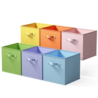 Fabric Storage Cubes,Toy Bin,Colored Storage Cube Organizer Bins,Collapsible Storage Baskets for Clothes,Books,Toys,6-Pack 1