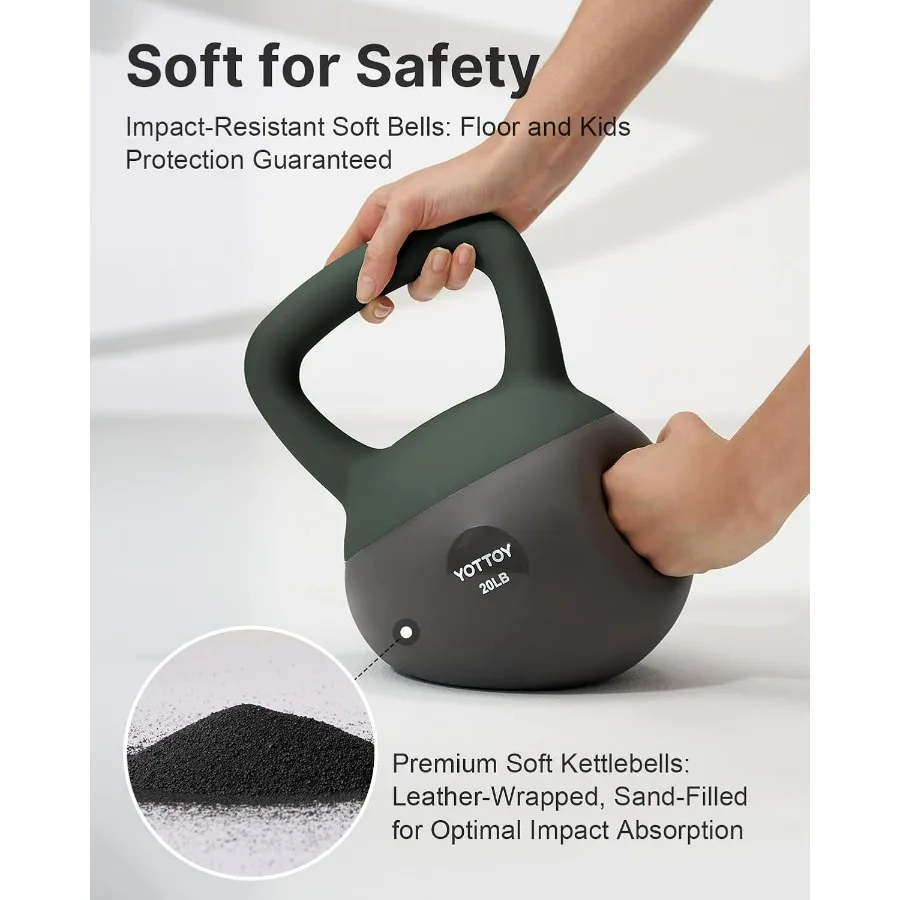 Soft Kettlebell, Set for Strength Training Kettlebells & Home Workouts, Soft-Sided Cushioned Base, Wide-Handle - Ideal for Men,