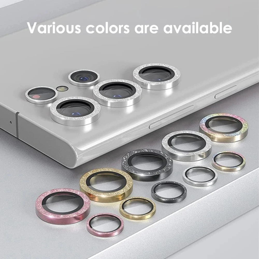 Glitter Bling Camera Lens Protector with Aluminum Alloy Ring and Alignment Board