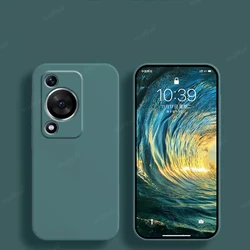 Protective TPU Liquid Silicone Soft Phone Case with Lens Protection for Nova Y72 (Black Green)