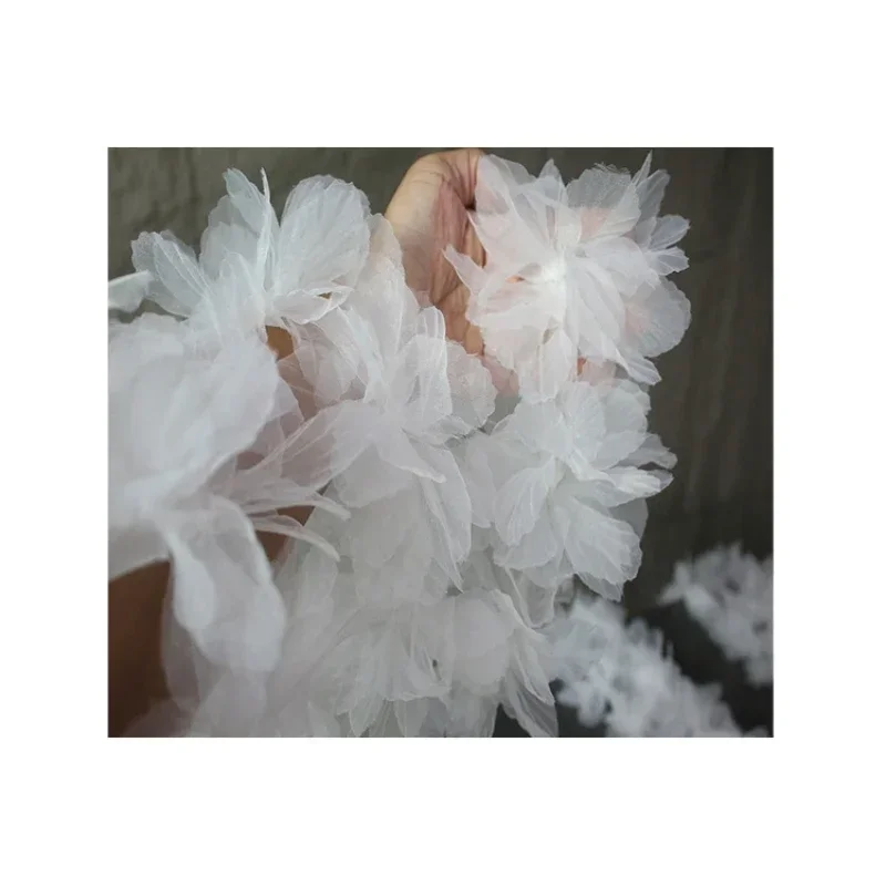 GORGECRAFT 12 Stuks 3D Chiffon Bloem Zwart Mesh Stof Bloemen Naaien