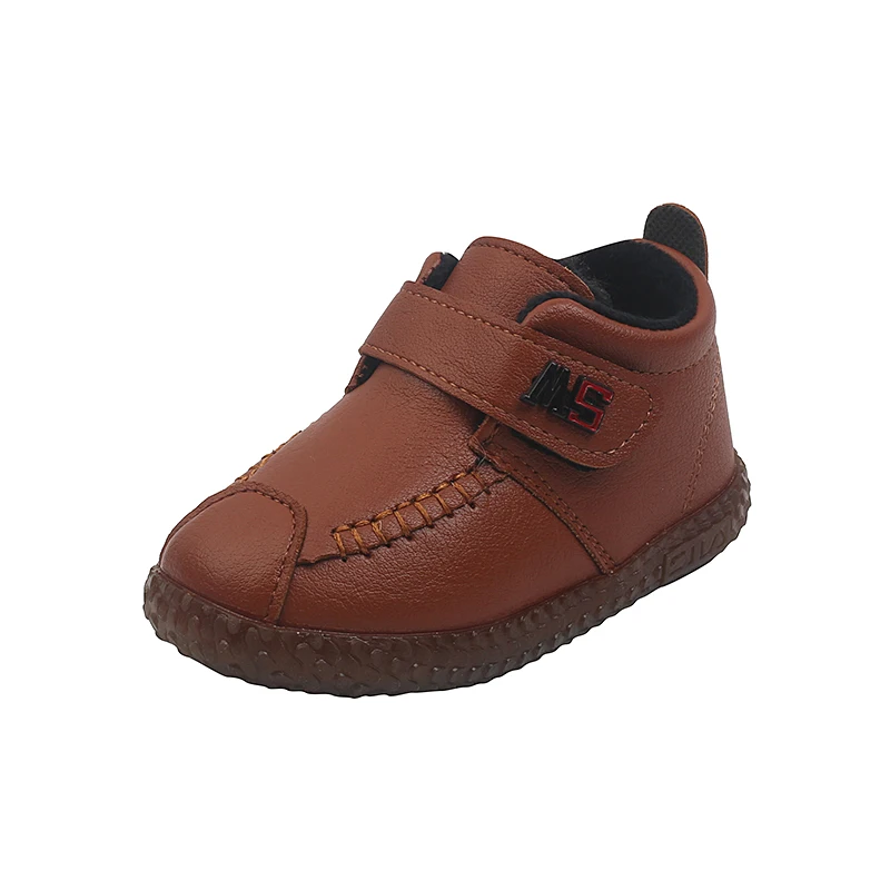 Children's Baby Padded Leather Shoes Fall and Winter Brown Boys Girls Soft Casual Shoes New Black Kids Boots