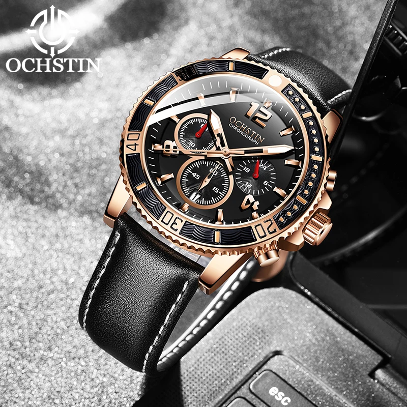 OCHSTIN Men's Watch Multifunction Quartz Movement Vintage Industrial 2024 Promotional Pilot Series Men's Quartz Watch