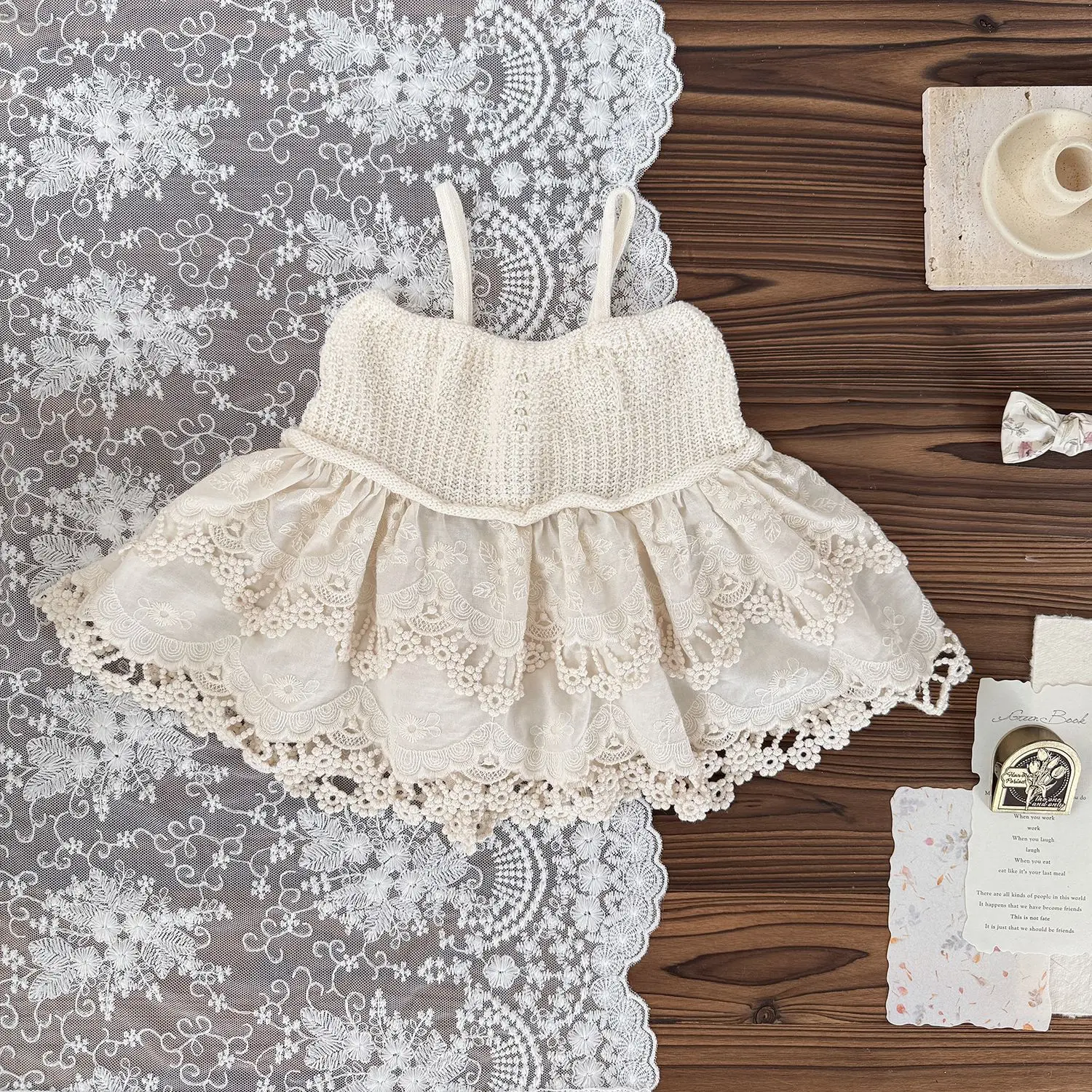 Girls Knit Lace Ruffle Vest Camisole Tops