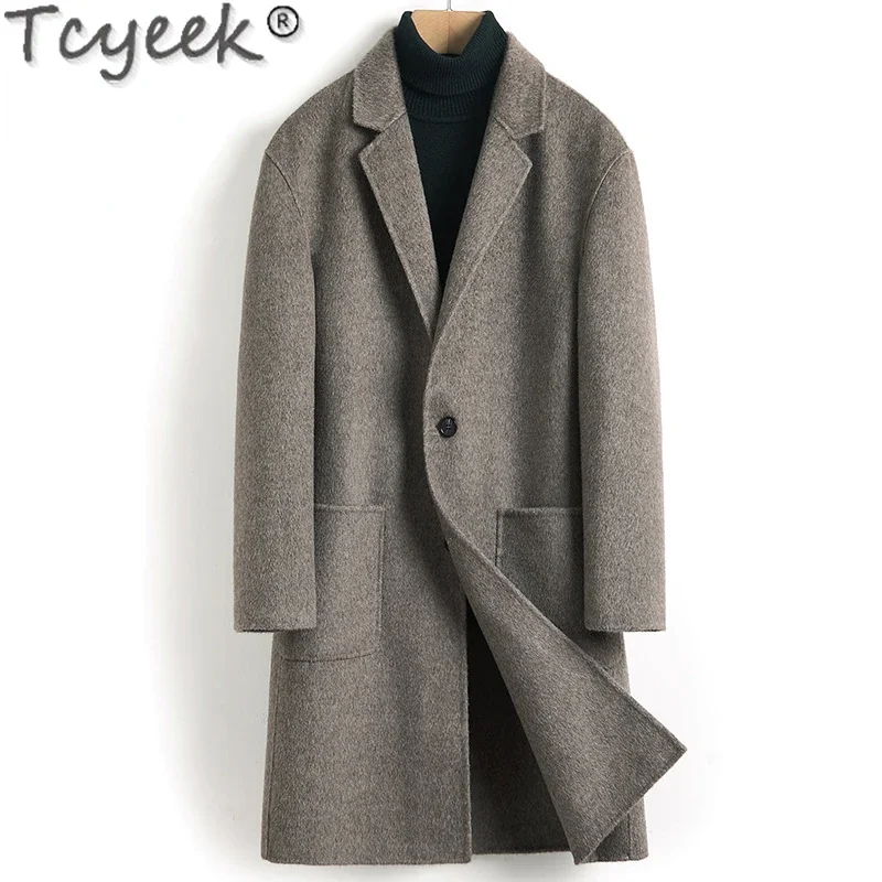 Cappotto di lana nero in stile vintage: cappotto invernale lungo da