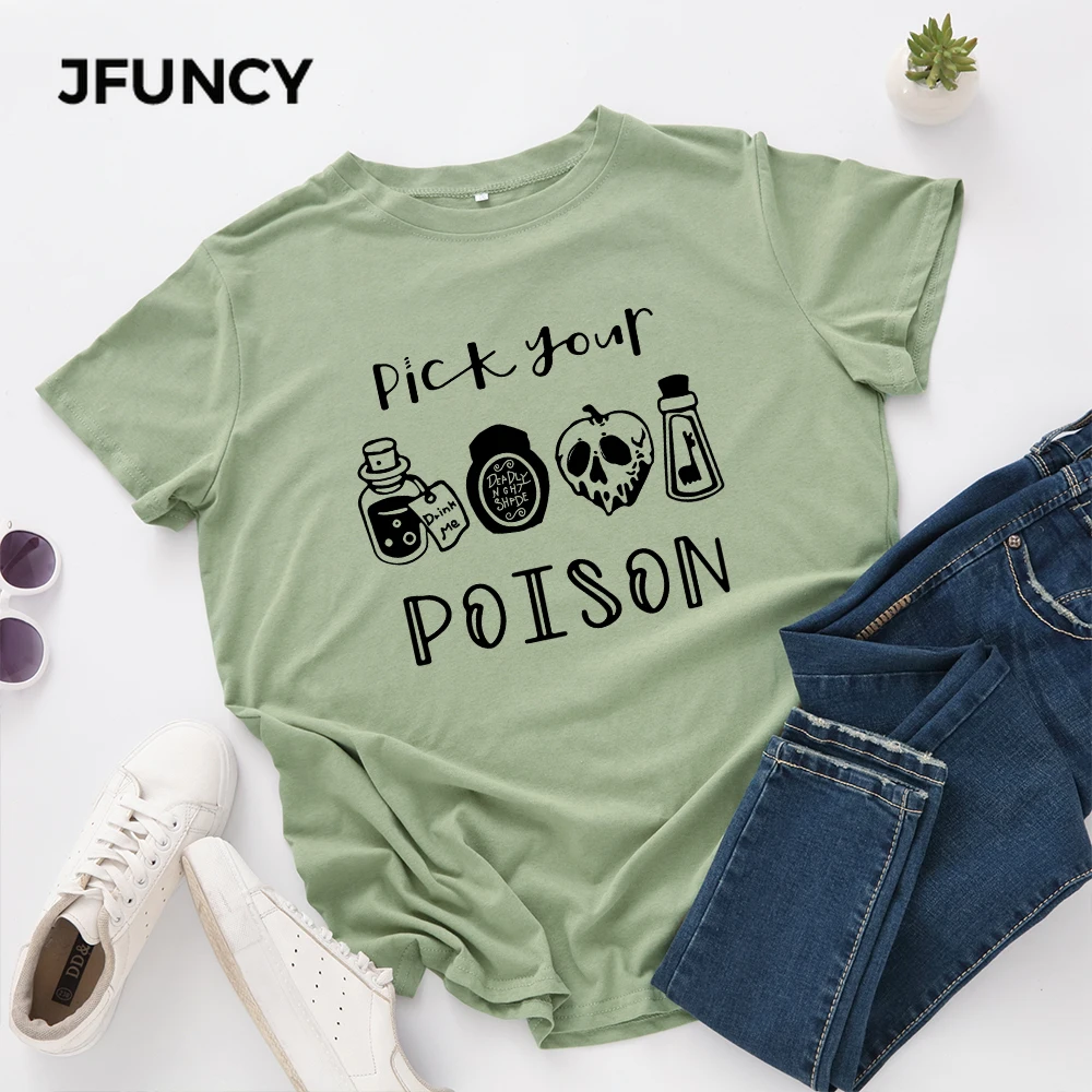 

JFUNCY Halloween Clothes Women T-shirts Female Short Sleeve Tee Tops Woman Casual Tshirt 2020 Summer Cotton T Shirt
