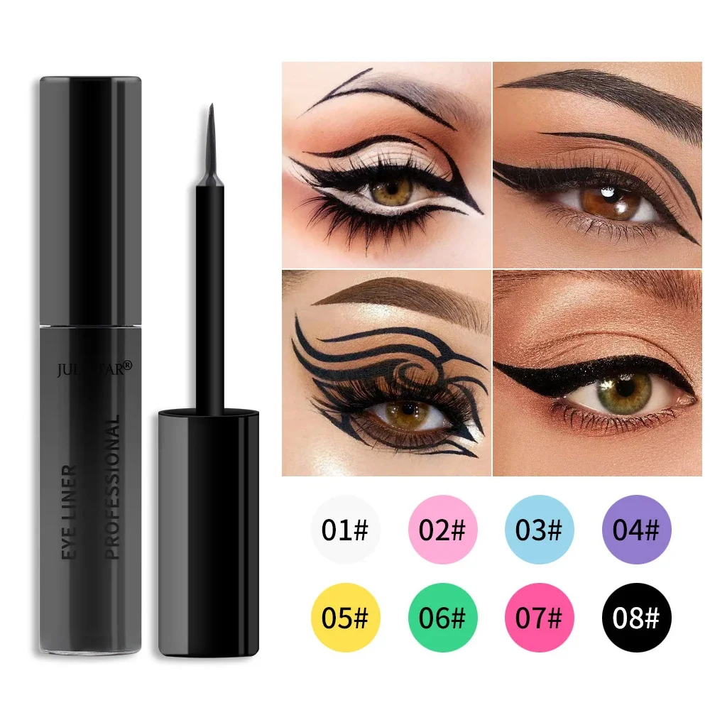 8 Color Eyeliner Liquid Pencil Waterproof Easy To Wear Make Up Matte Eye Liner Blue Pink Green White Black Purple Yellow Eyliner 6