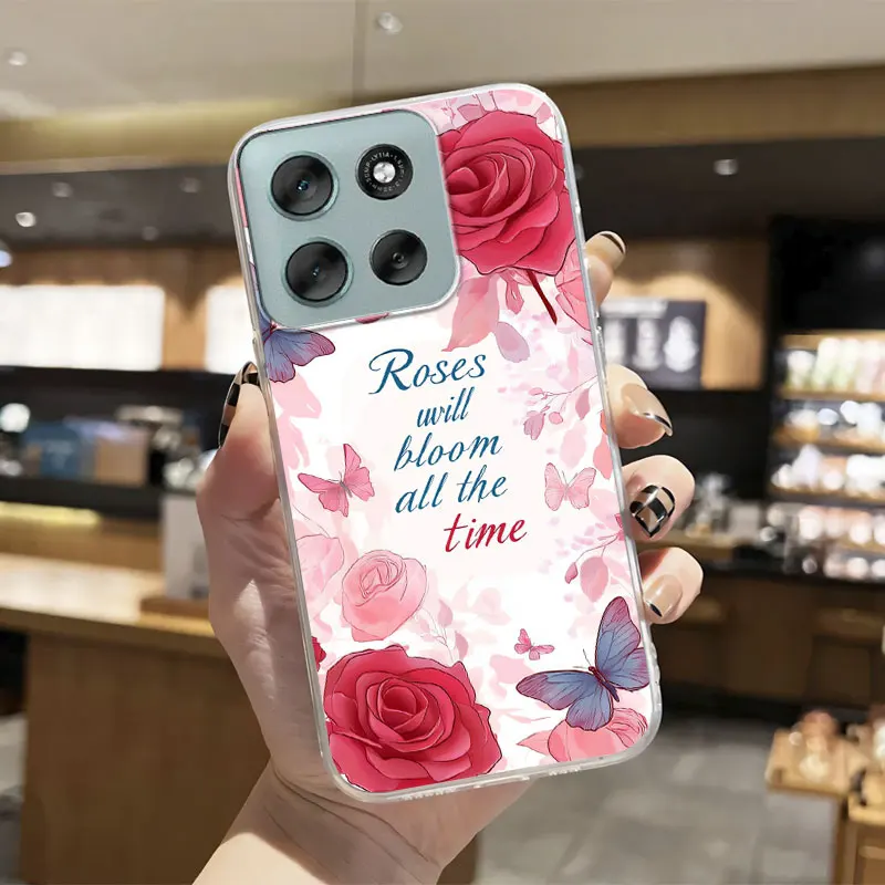 Marble Floral Clear Print Silicone Soft Phone Case