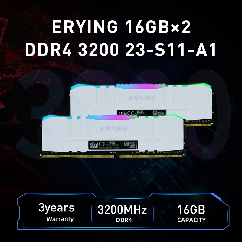 ERYING DDR4-3200 32GB (16GB×2枚)　DIMM ERYING メモリ RAM RGB DDR4 16GB 32GB(2X16GB)3200MHz キット