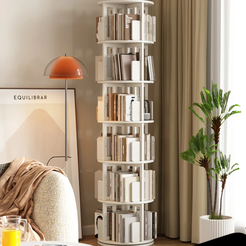 

All Solid Wood Rotating Bookshelf 360 Degrees Solid Wood Bookcase Floor Living Room Corner Home