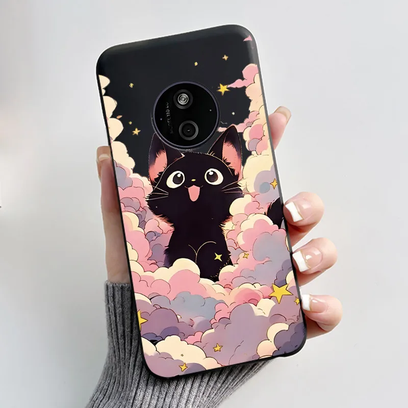 Black Cat Basket Pattern Anti-Scratch Soft Black Phone Case