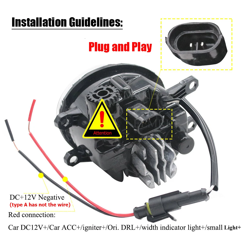 2 PCs LED Angel Eye DRL Anti Fog Light with Lens Headlight Left & Right for Toyota Sienna 2011 2012 2013 2014 2015 2016 2017 detail image 4
