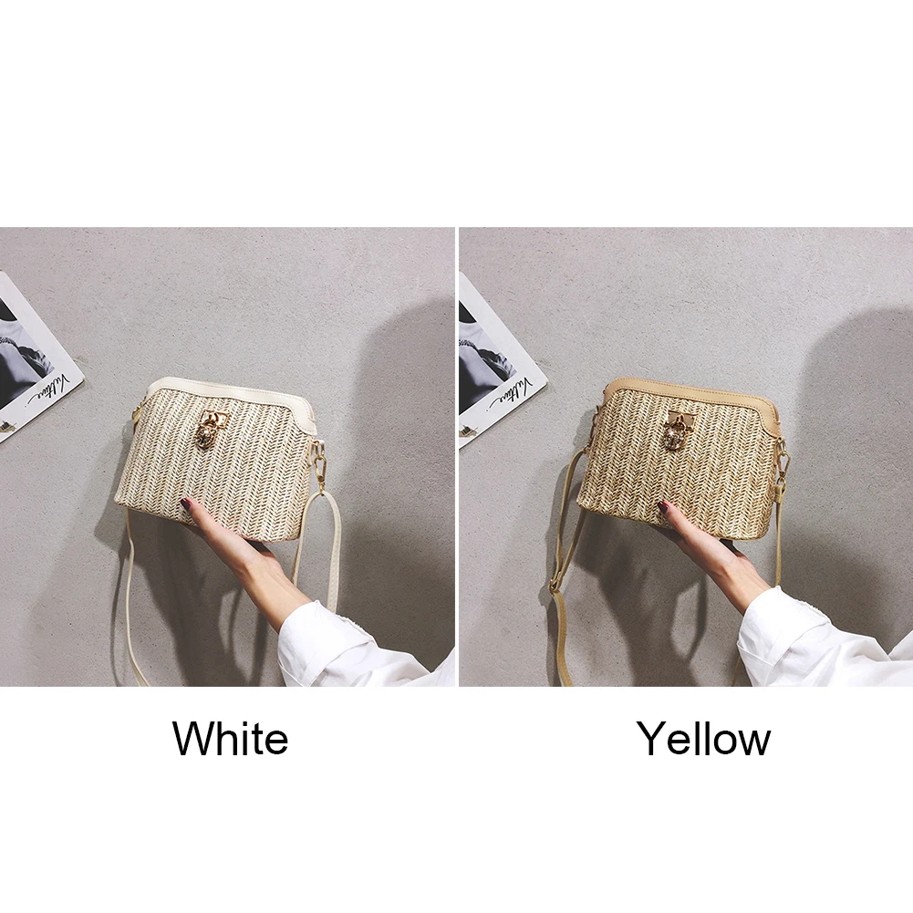 Straw Woven Messenger Bag Summer Beach Handbag