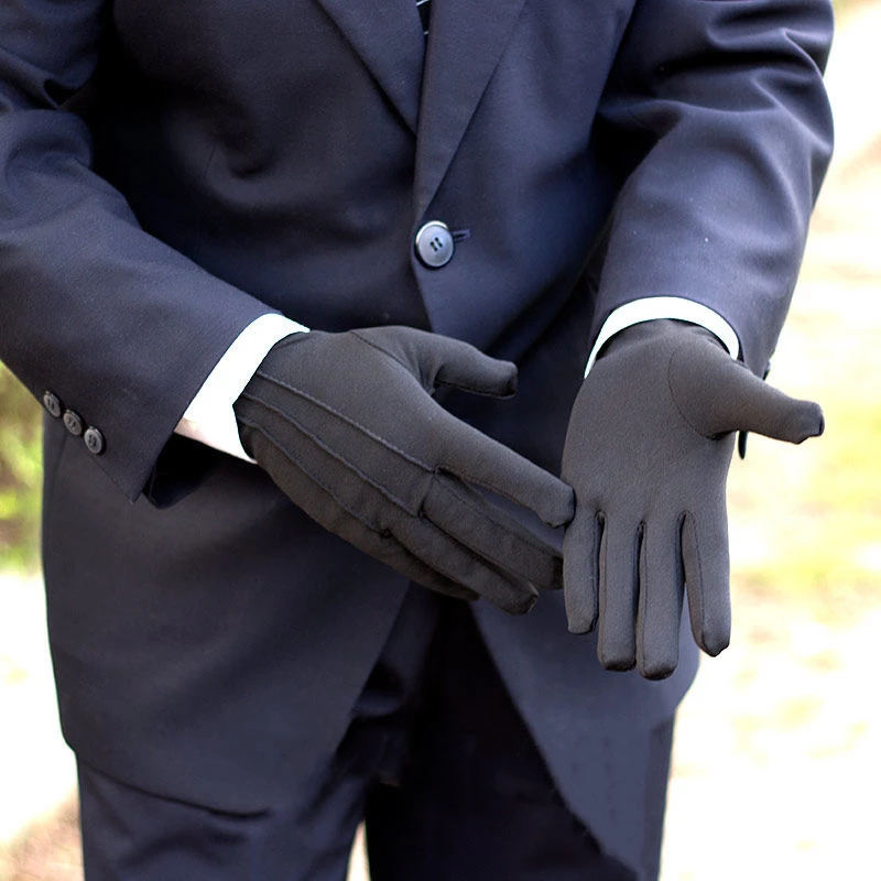 4PCS Black Cotton Gloves Formal Tuxedo Honor Guard Uniform Gloves for Police Server Funeral Parade Costume Coin Jewelry Silver 2