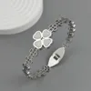 New four-leaf clover white shell stainless steel gold-plated bracelet 18K, high quality waterproof couple bracelet, wife gift 5