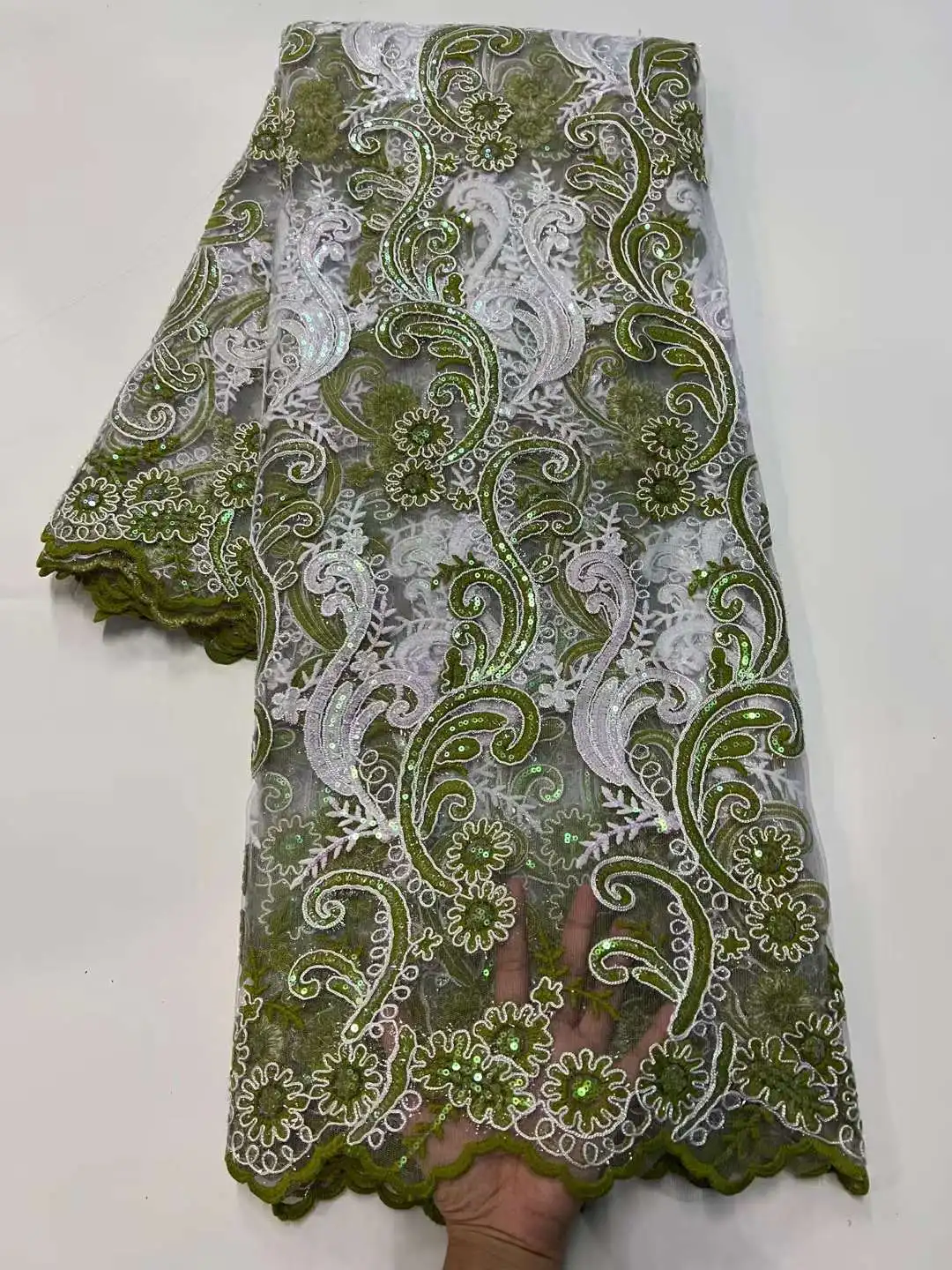 

Nigerian French Mesh Tulle Lace Fabrics 2022 High Quality Sequins Net Lace Soft Bridal African Lace Fabrics For Wedding rfa-115