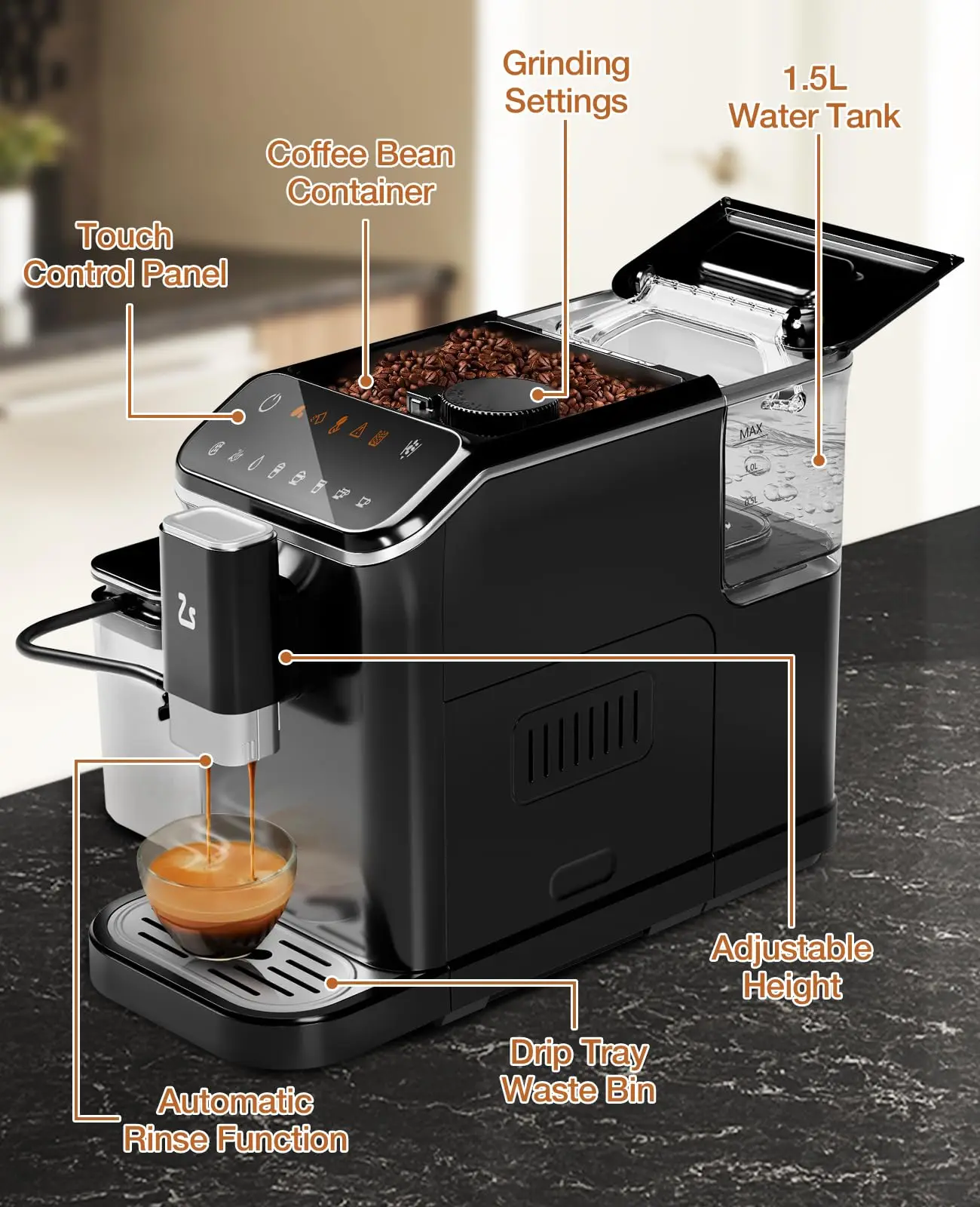 Automatic Espresso Machine with Grinder 5