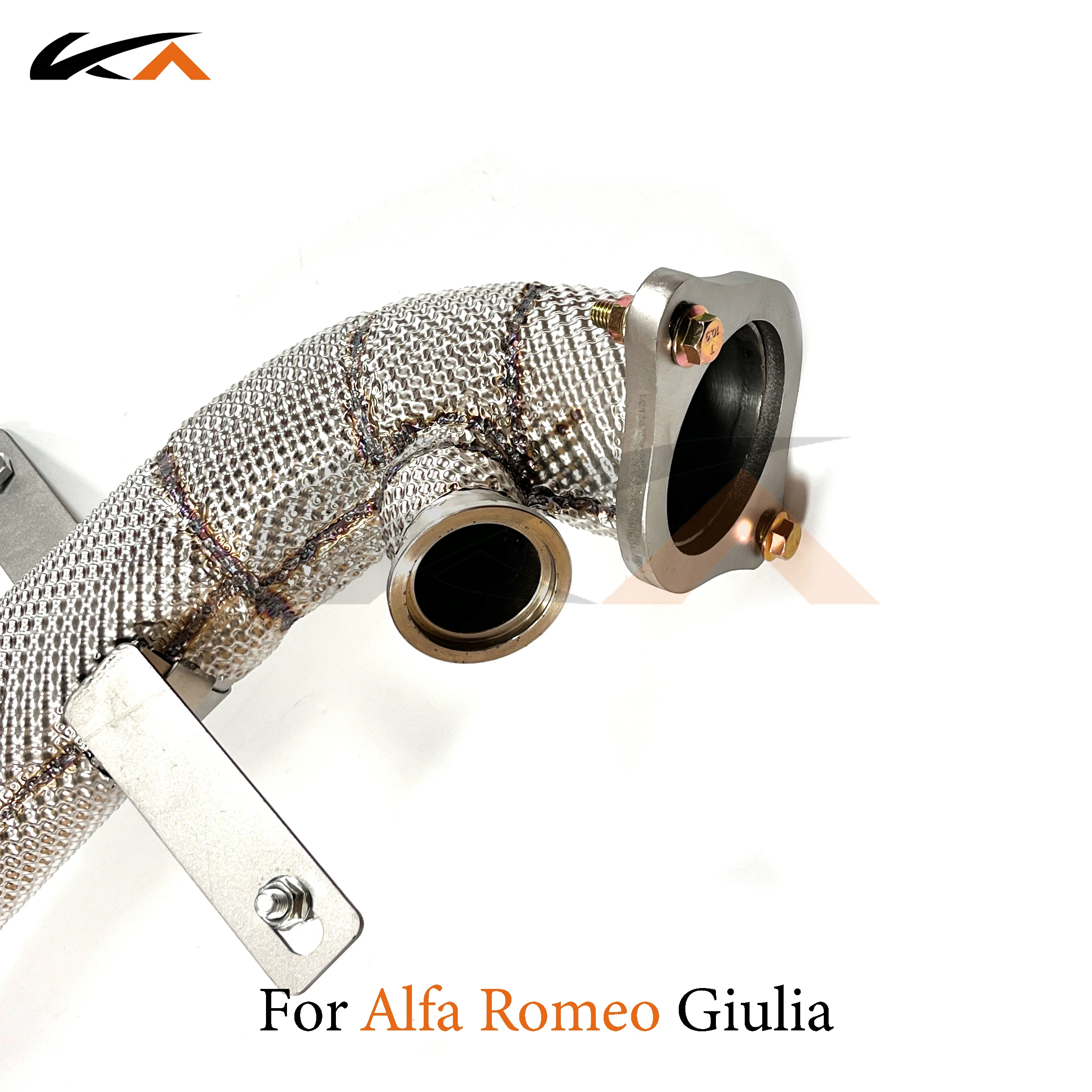 KA Alfa Romeo Giulia 2.0T 액슬 파이프 성능 촉매(열 차폐 포함)용 다운파이프 배기 스테인레스 헤더 조정